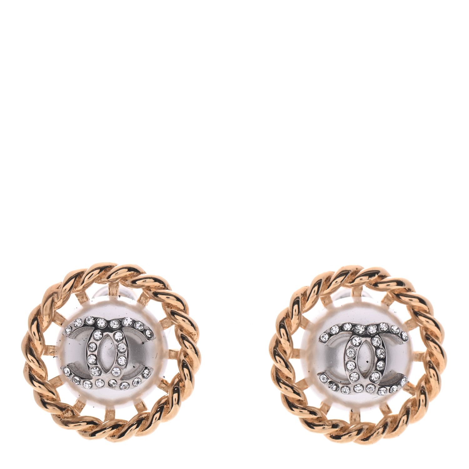 CHANEL

Pearl Crystal CC-Casino Round Earrings Gold | Fashionphile