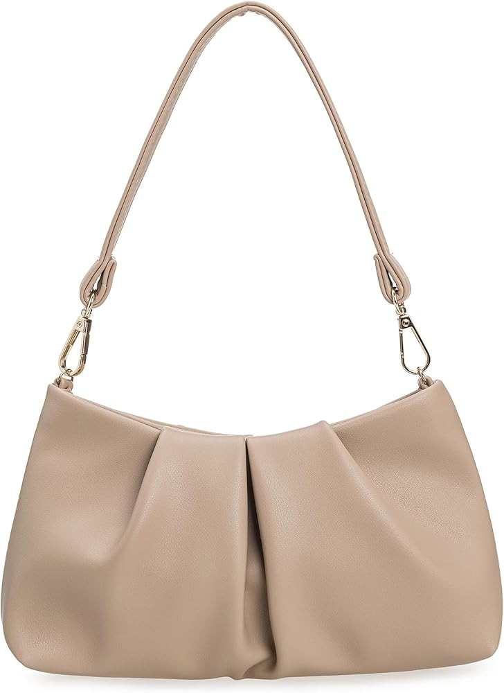Pleated PU Clutch Evening Purse for Women Dressy Formal Faux Leather Shoulder Handbag | Amazon (US)