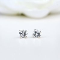 5mm Round Cubic Zirconia Stud Earrings Silver 5mm Zirconia CZ Studs Earrings Clear CZ Diamond Studs  | Etsy (US)