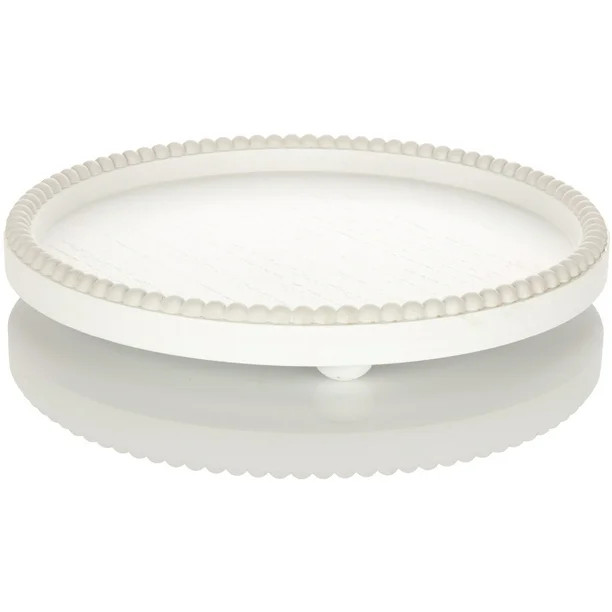 My Texas House 12" Round Beaded Trim Decorative Tray, White - Walmart.com | Walmart (US)