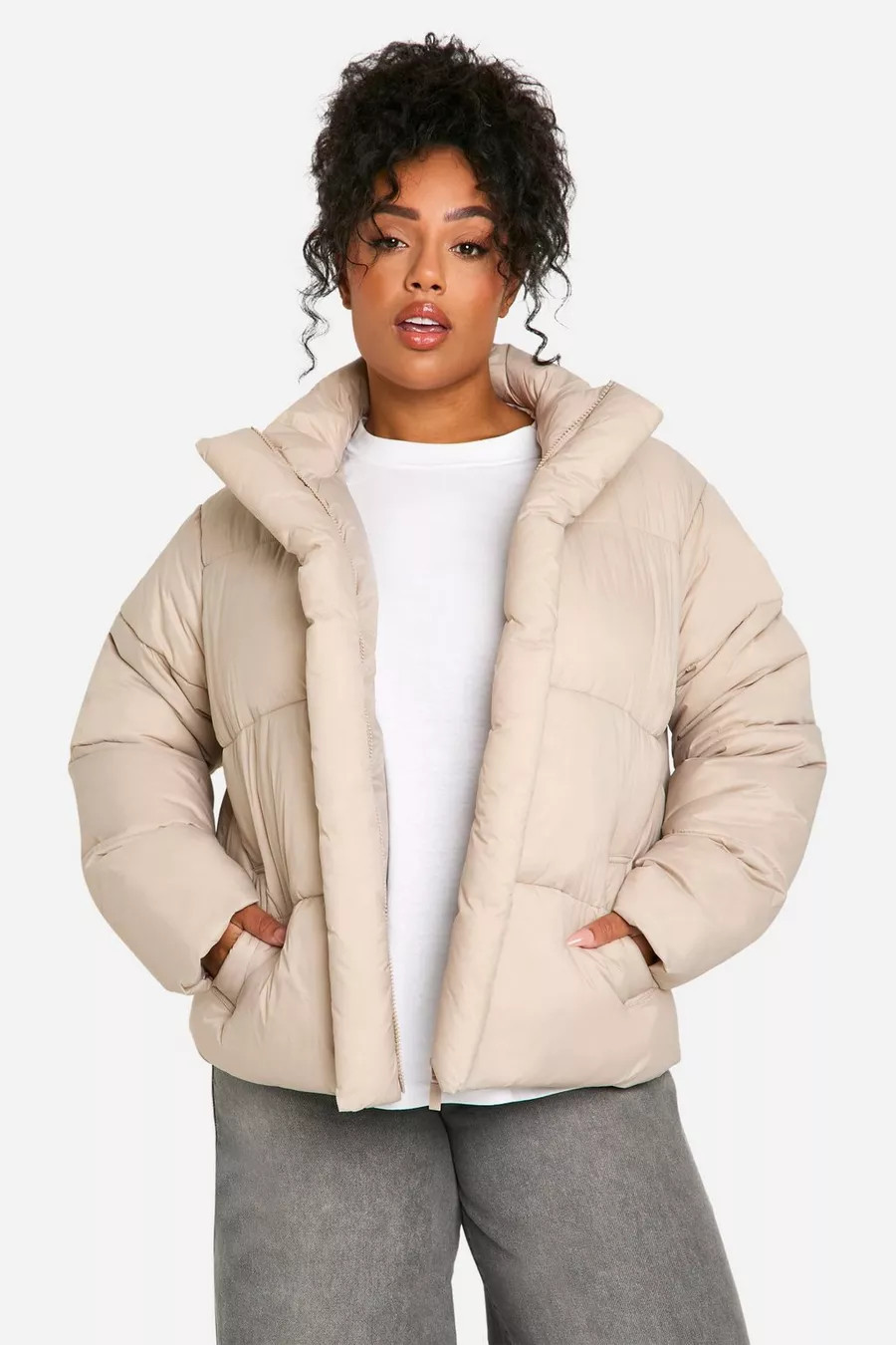 Plus Funnel Neck Puffer Jacket | boohoo (US & Canada)