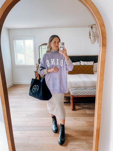 Going for an oversized look by adding my favorite @aninebing sweatshirt to this sweater skirt set 💜💜💜

I love an oversized look, it’s fun and comfortable 🤗👌

#LTKstyletip #LTKitbag #LTKSeasonal