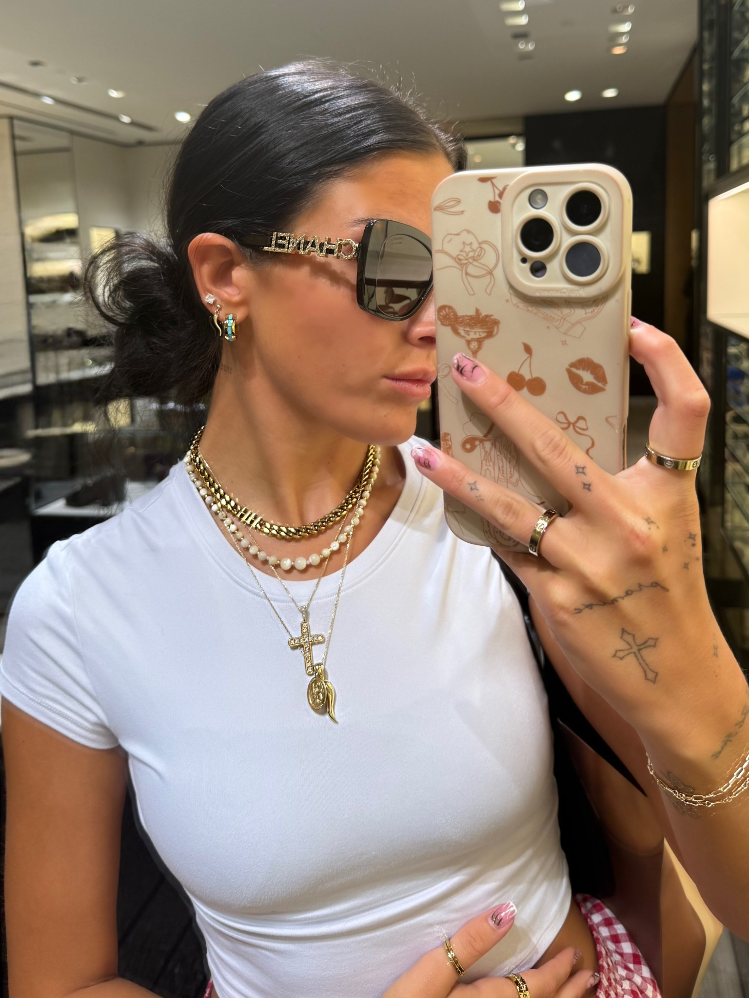 clean basics + gold always win

this is my go-to formula lately — fitted white tee, slick bun, layered jewelry, and good sunnies. simple but looks intentional every time

it’s all in the details with this one

#LTKdayinmylife #LTKgrwm #LTKootd