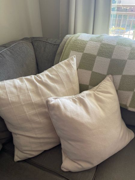 Checkered blanket comes in many colors, sizes and different patterns. 
Pillows are both Target. Smaller pillow is too old to link

#LTKhome