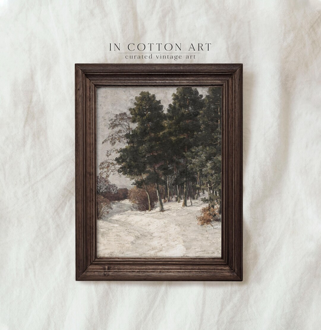 Snowy Pine Forest Christmas Painting PRINTABLE / Instant Download Holiday Decor / Winter Cabin Vi... | Etsy (US)