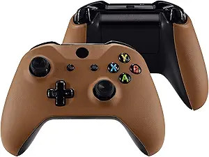 eXtremeRate Brown Luxury PU Leather Top Shell Front Housing Faceplate Replacement Parts with Side... | Amazon (US)