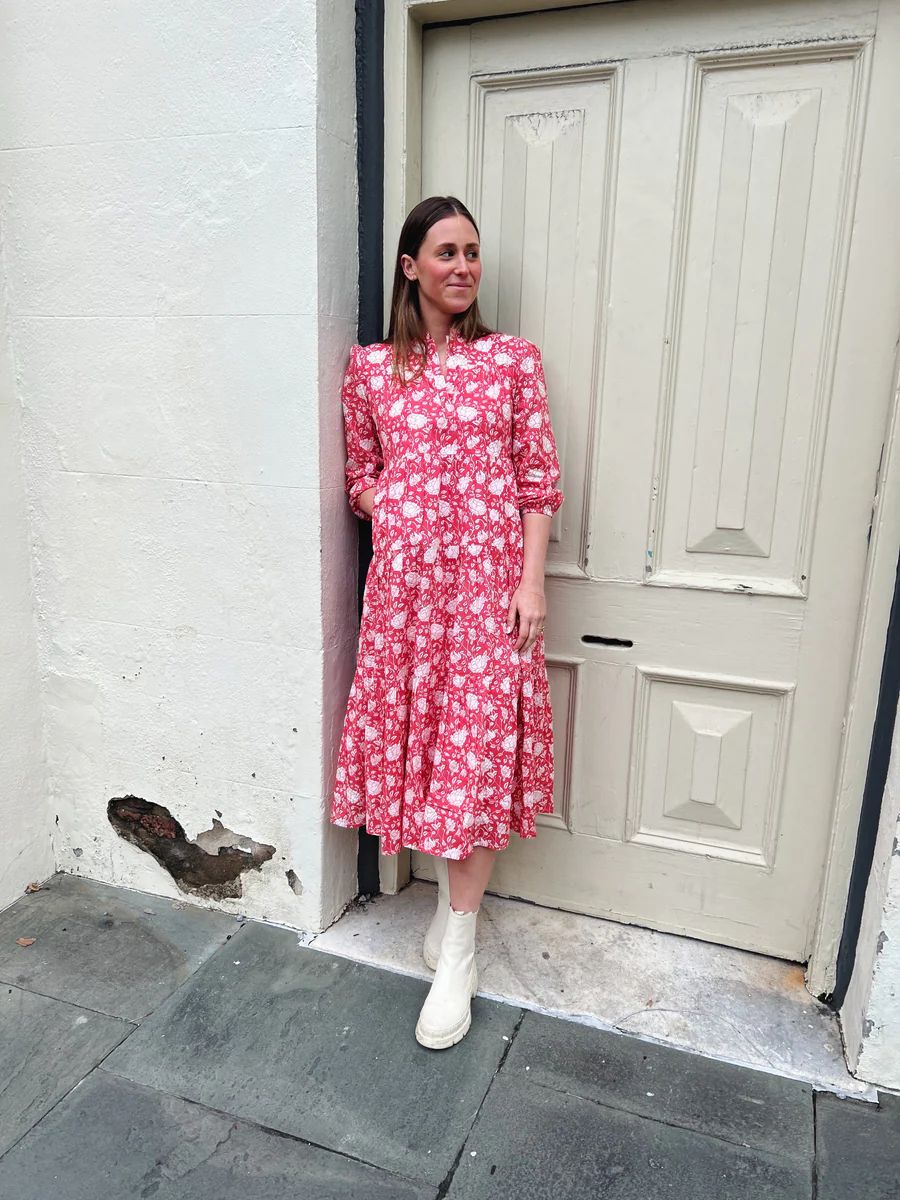 Folly Midi Dress Strawberry Floral | Madison Mathews