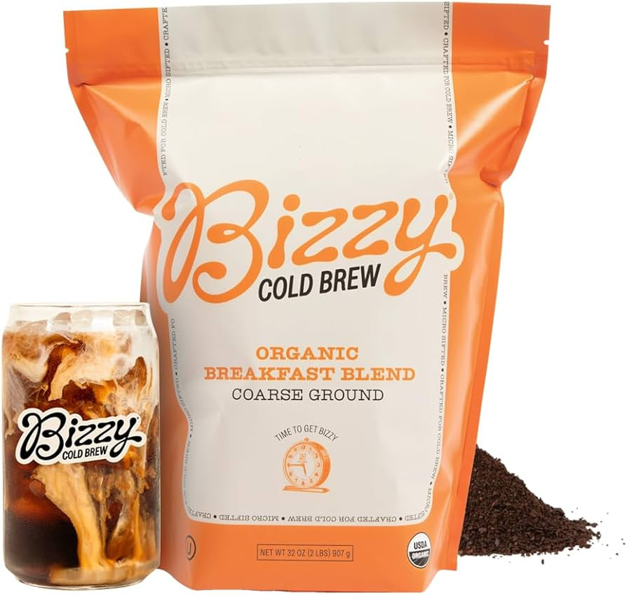 Bizzy Organic Cold Brew Coffee | Breakfast Blend | Coarse Ground Coffee | Medium-Light Roast | Mi... | Amazon (US)