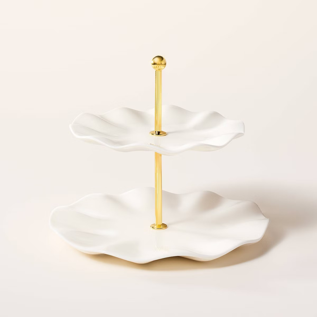 Ruffled Ceramic Two Tier Serving Stand Cream - kate spade new york x Target | Target