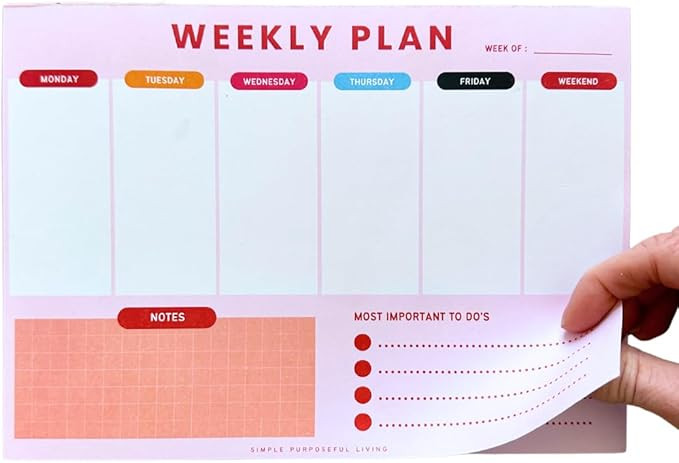 Weekly Planner Notepad – Tear-Off Weekly to do List Notepad, Weekl y Desk Calendar Notebook for... | Amazon (US)