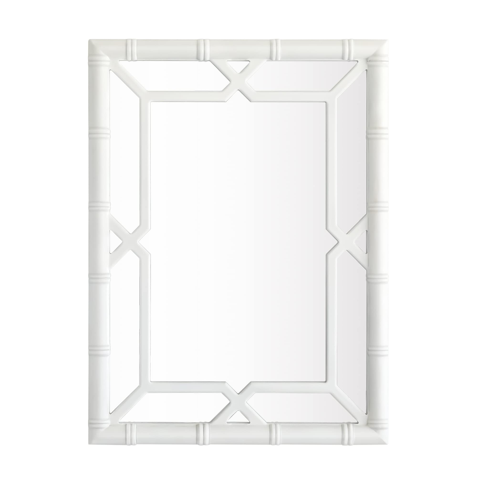 Bamboo-Look Solid Wood Window Pane Mirror 23" X 31" - White | Amazon (US)