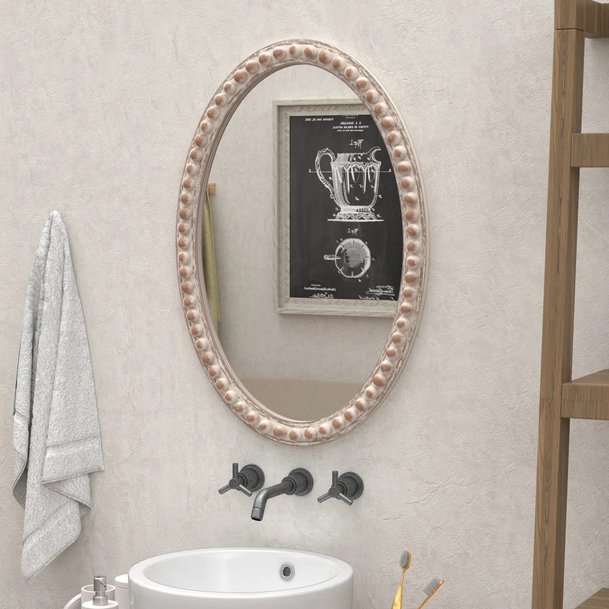 One Allium Way® Aponi Oval Wood Frame Accent Mirror, Rustic Farmhouse Style Decorative Wall Mirr... | Wayfair North America