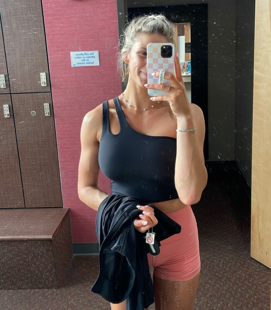 One shoulder top, lulu jacket & shorts
No bull tennis shoes tts
Workout clothes
Workout jacket
Workout shorts
Lululemon
Athletic wear

#LTKsalealert #LTKstyletip #LTKfitness