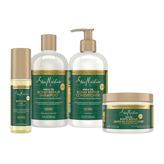 SheaMoisture Bond Repair Shampoo, Conditioner, Leave-In, & Oil Alma Oil 4 Pk to Strengthen Hair w... | Amazon (US)