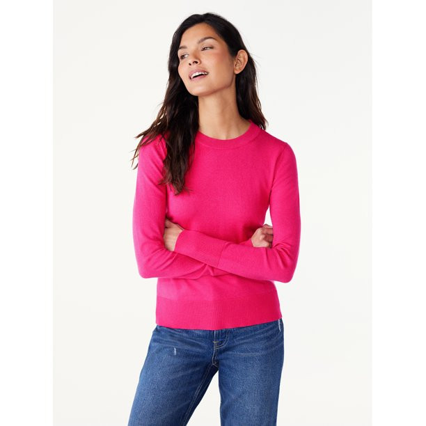 Free Assembly Women’s Crewneck Sweater with Long Sleeves, Midweight, Sizes XS-XXL | Walmart (US)