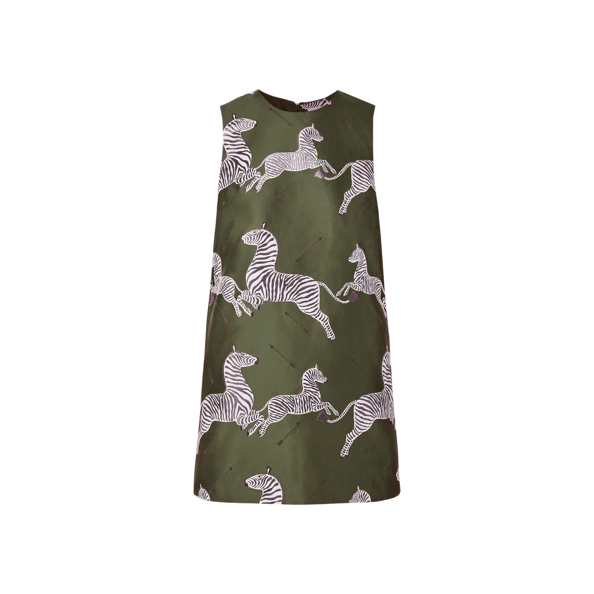 mae x scalamandre laurel dress in olive jumping zebras | MAE New York