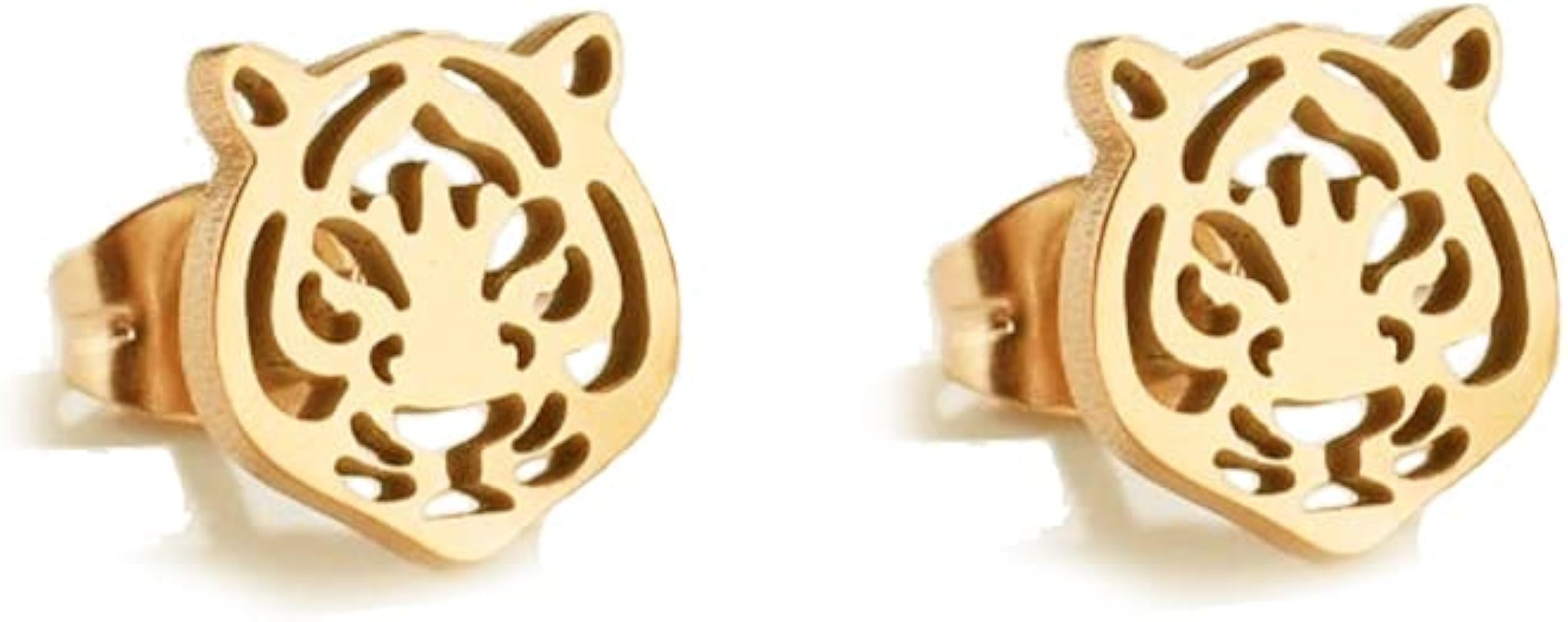 Simple Tiger Head Stud Earrings Stainless Steel for Women Teen Girls Hollow Animal Cartilage Pier... | Amazon (US)