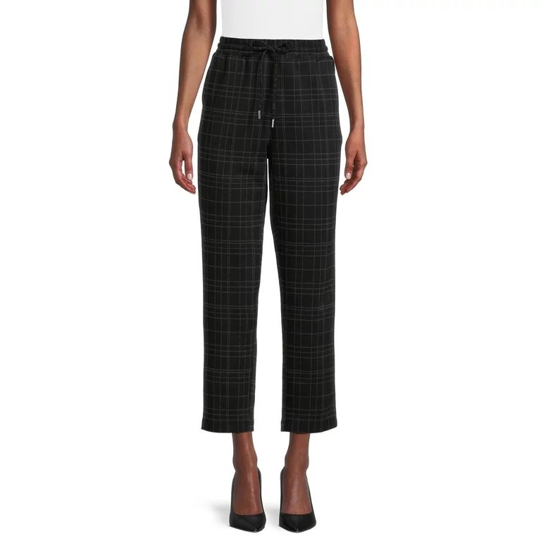 Time and Tru Women's Pull-on Plaid Pants, 28", Sizes XS-XXL | Walmart (US)