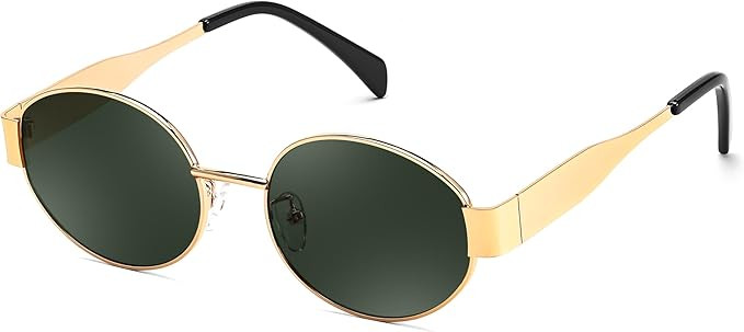 FEISEDY Trendy Retro Oval Sunglasses for Women Men Small Metal Frame Sun Glasses UV400 Shades B01... | Amazon (US)