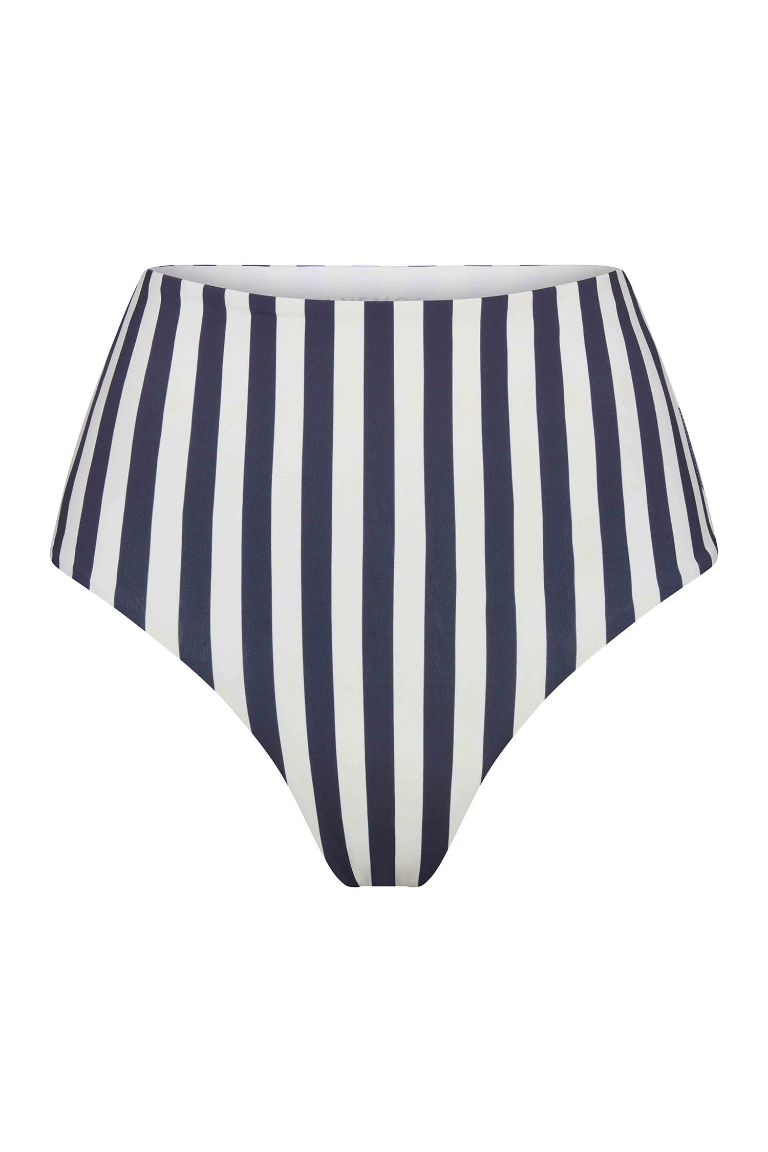 High-Waist Bikini Bottom in Marine Vertical Stripes | Anemos Swim (US)