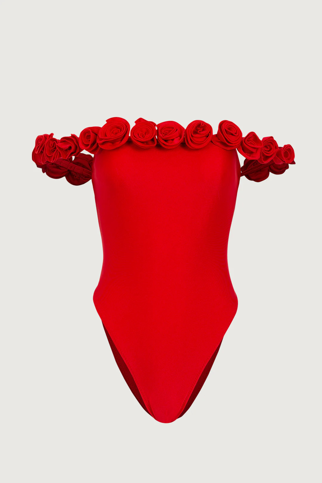 Rosette Off Shoulder One Piece (Scarlet Red/Red) | SAME