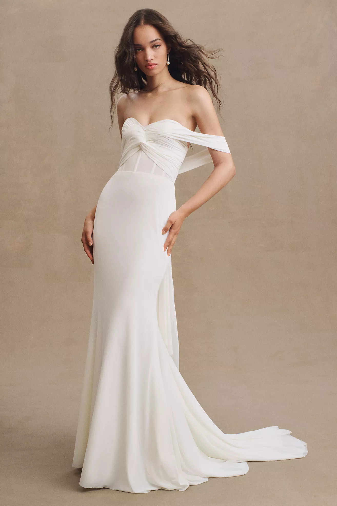 Wtoo by Watters Delyse Off-The-Shoulder Sweetheart Column Wedding Gown | Anthropologie (US)