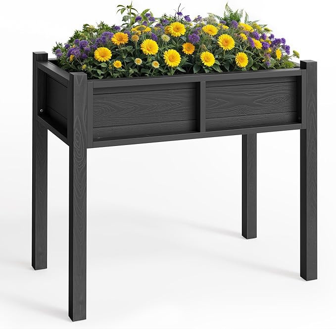YITAHOME Raised Garden Bed, HIPS Poly Wood Elevated Planter Box with Legs and Drainage Hole, Smal... | Amazon (US)