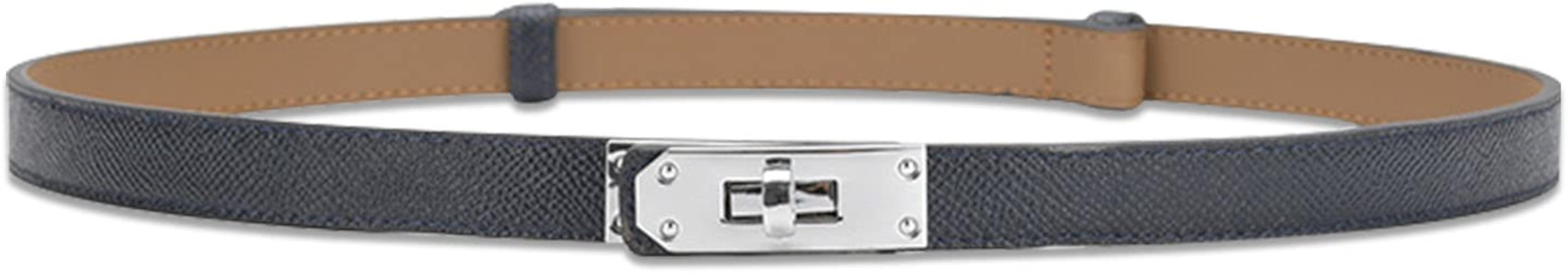LumiSyne Women Skinny Leather Belt Solid Color Alloy Turn Lock Adjustable Waistband Thin Waist Be... | Amazon (US)
