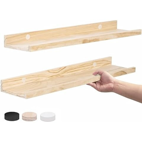 AZSKY Floating Shelves Wall Mounted Set of 2 Natural Wood Picture Shelves Wall Shelves for Bedroo... | Amazon (US)