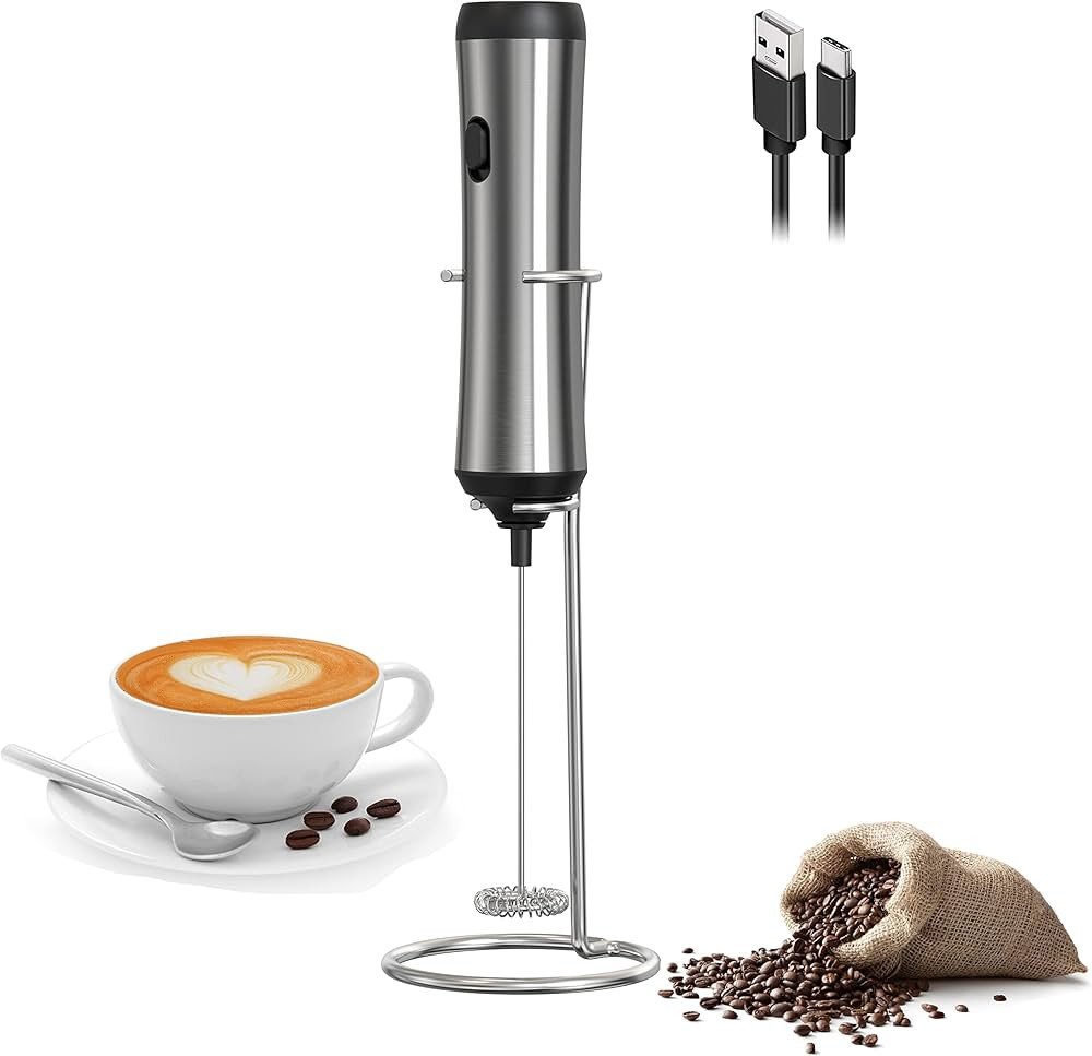 Amazon.com: Frother Handheld, Electric Milk Frother, USB C Rechargeable Milk Frother, Mini Frothe... | Amazon (US)