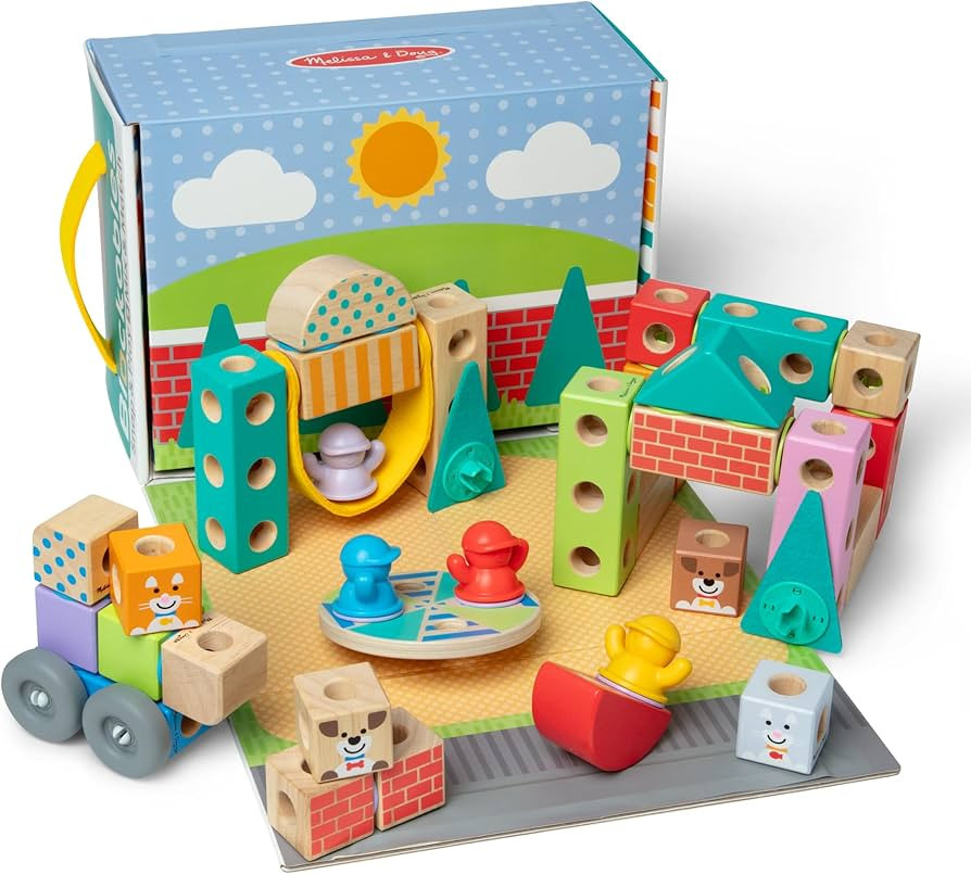 Melissa & Doug Blockables™ Town Snap and Play, Mix and Match Connectable Wooden Building Blocks... | Amazon (US)