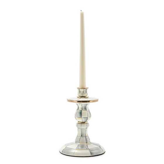 Sterling Check Enamel Candlestick - Small | MacKenzie-Childs