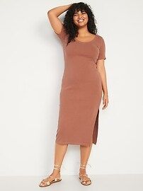 Fitted Short-Sleeve Rib-Knit Maxi Dress for Women | Old Navy (US)