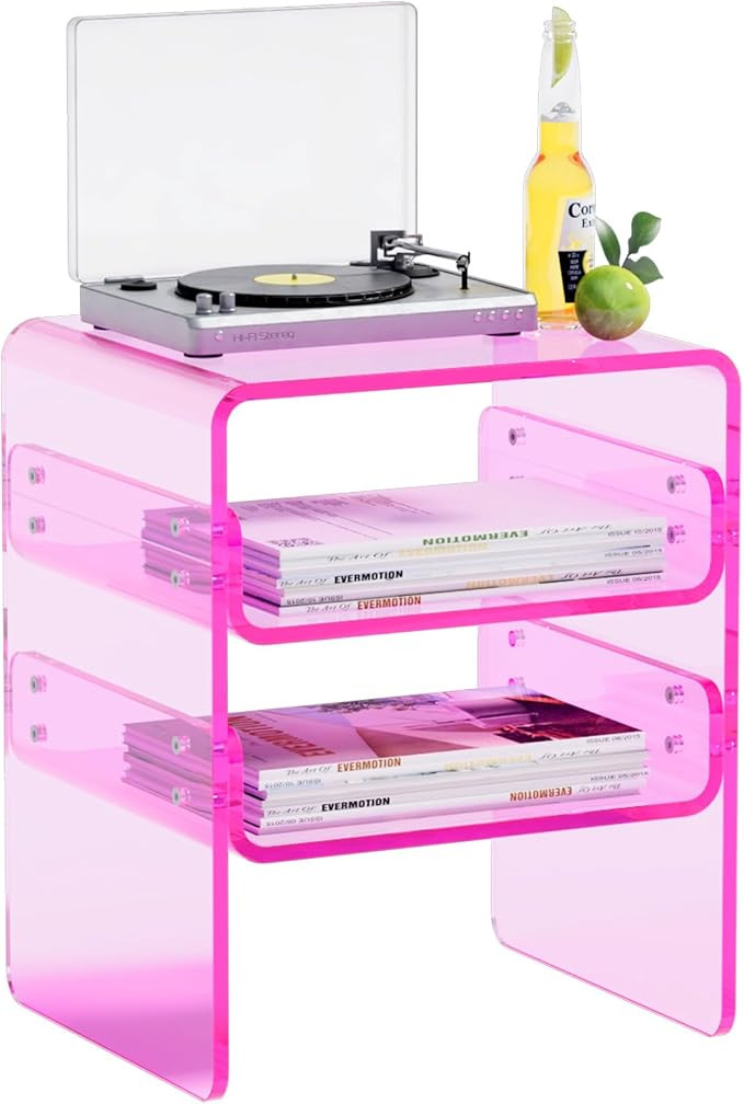 Clear Acrylic 3-Tier End Table/Nightstand – Sleek Bedside Storage with Durable Design, Perfect ... | Amazon (US)