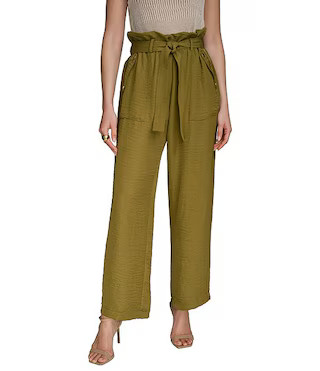 Ripple Twill Wide Leg Paper Bag Waist Pants | Dillard's