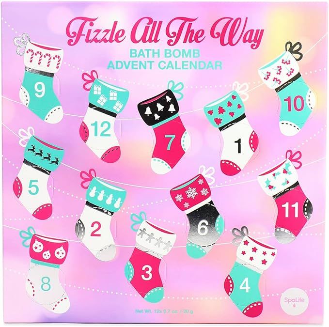 SpaLife "Fizzle All The Way" Bath Bomb Advent Calendar - 24 Days of Relaxation and Fun - Relaxing... | Amazon (US)