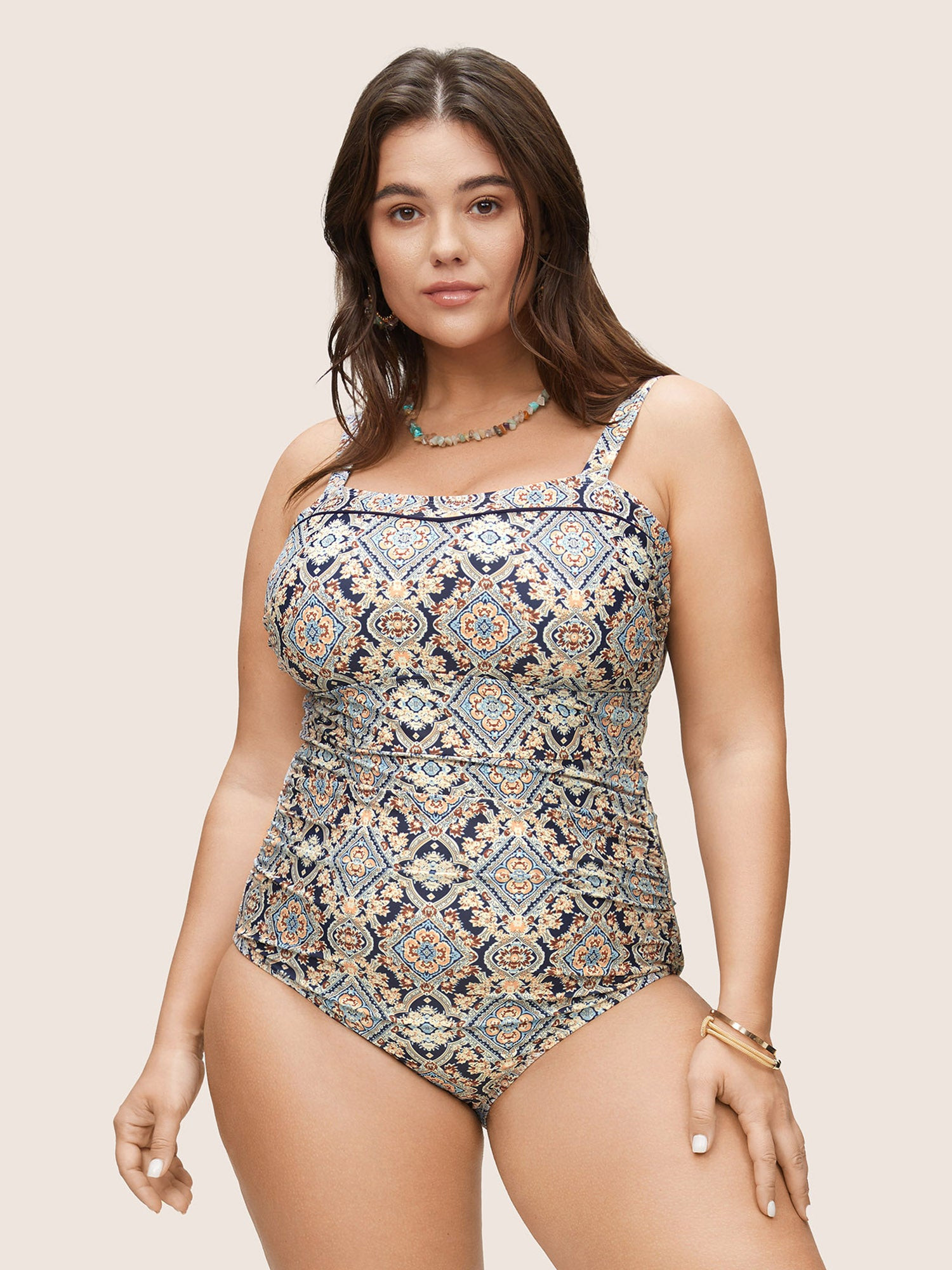 Bandana Print Ruched Cami One Piece Swimsuit | Bloomchic