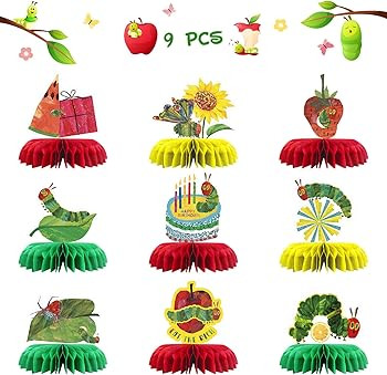 The Very Hungry Caterpillar Table Honeycomb Centerpieces, Cartoon Hungry Caterpillar Birthday Hon... | Amazon (US)
