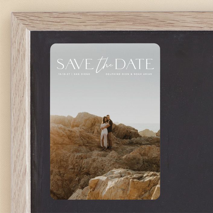 "Breathtaking" - Customizable Save The Date Magnets in White by Olivia Raufman. | Minted