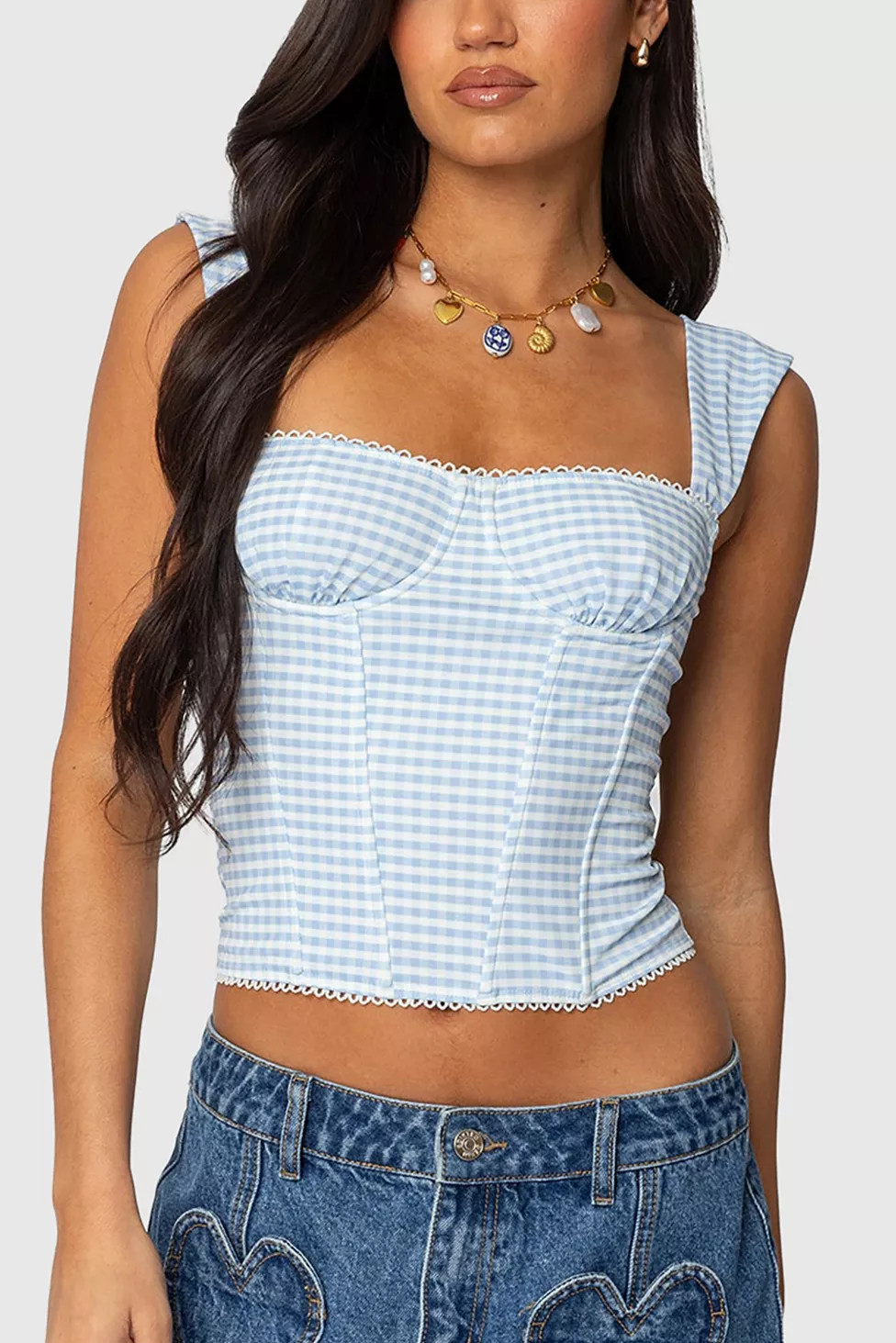 Edikted Marcella Wide Strap Mesh Corset | Urban Outfitters (US and RoW)