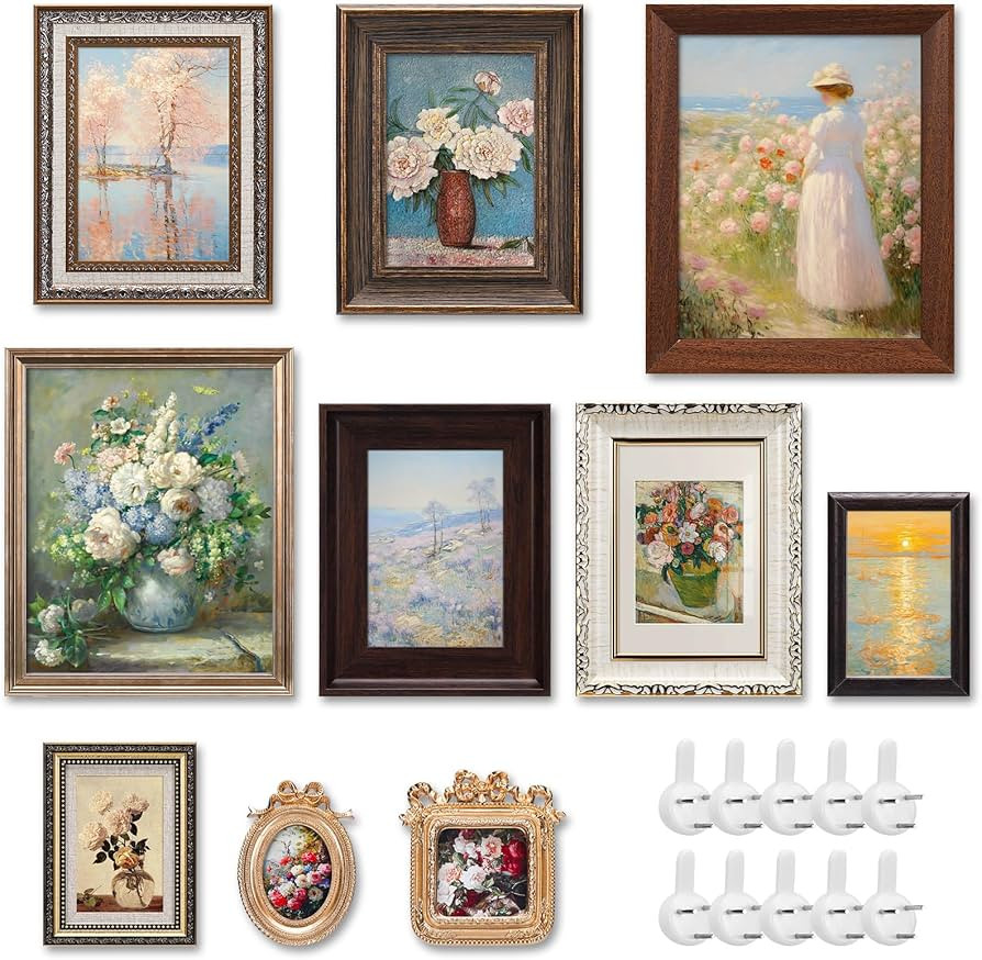 Qunclay 10 Pcs Vintage Frames for Wall or Tabletop Ornate French Country Frames Vintage Farmhouse... | Amazon (US)