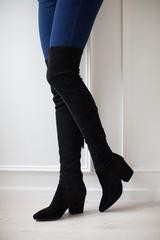 'Ellis' Black Classic Over The Knee Suede Leather Boots | Goodnight Macaroon