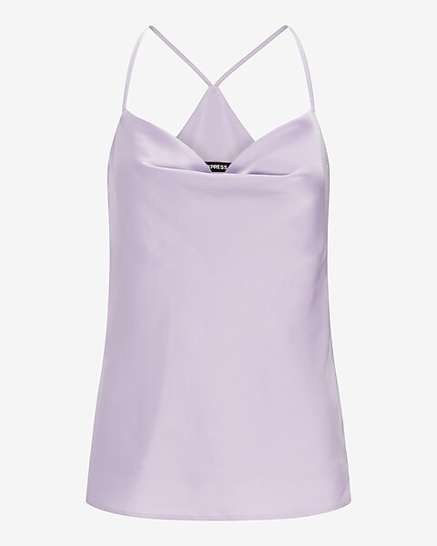 Conscious Edit Satin Racerback Cowl Neck Cami | Express