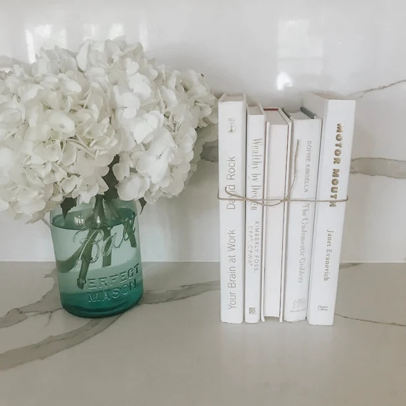 Bundle of 5 white decorative books, books for staging, farmhouse books, vintage books, wedding de... | Etsy (US)