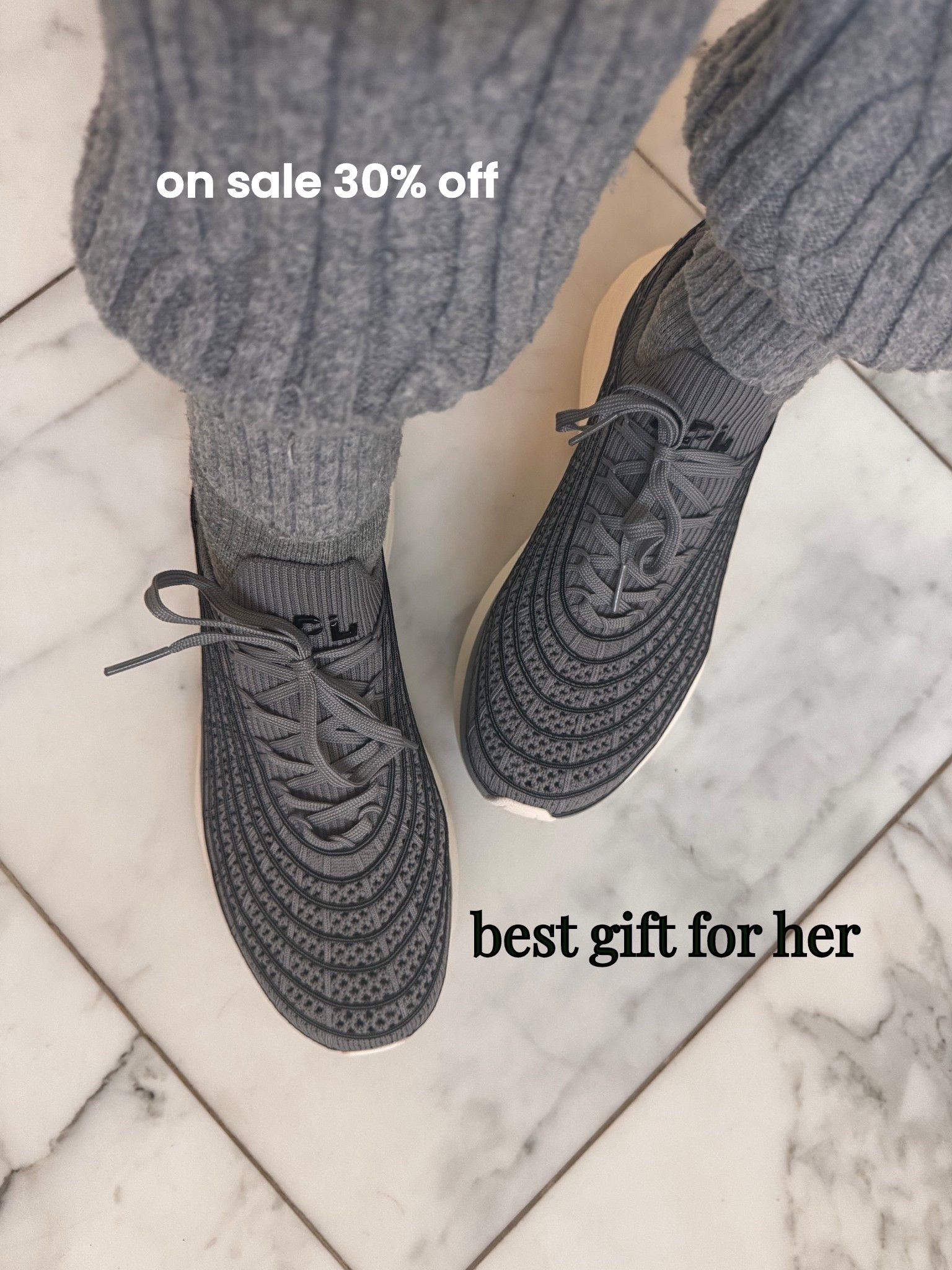 the best gifts for her: the only sneakers i wear + my chic cable-knit sweatsuit that i love & want in another color that’s 30% off rn🩶 

i’m an 8 & wear an 8 1/2 in these & the set runs slightly big i’m wearing a small 

#LTKSaleAlert #LTKCyberWeek #LTKGiftGuide