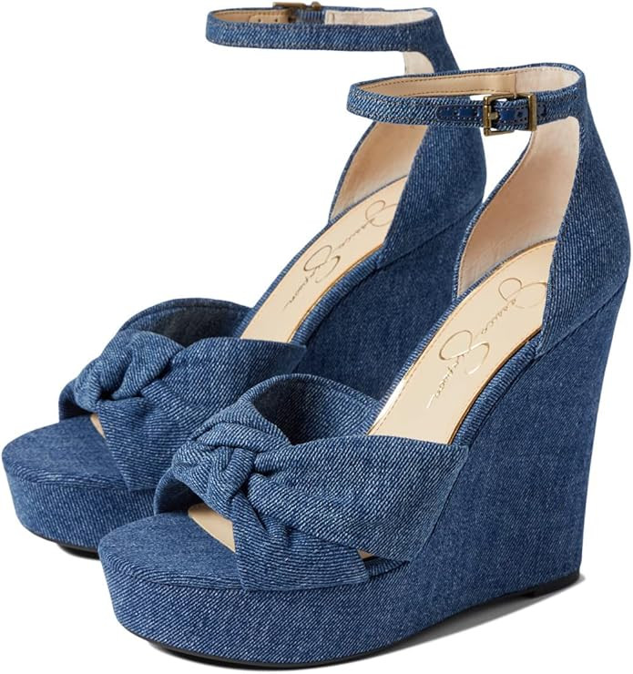 Jessica Simpson Tyssie Women's Printed Knot Front Platform Wedge Sandals | Amazon (US)