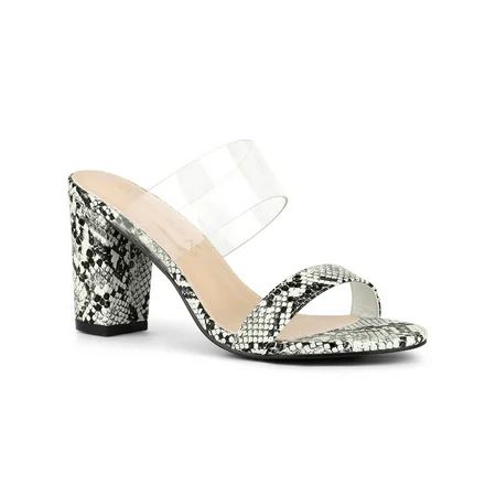 Allegra K Women's Snake Print Snakeskin Heels Chunky Heels Sandals | Walmart (US)