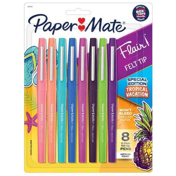 Paper Mate Flair Tropical Vacation 8pk Felt Pens 0.7mm Medium Tip Multicolored | Target