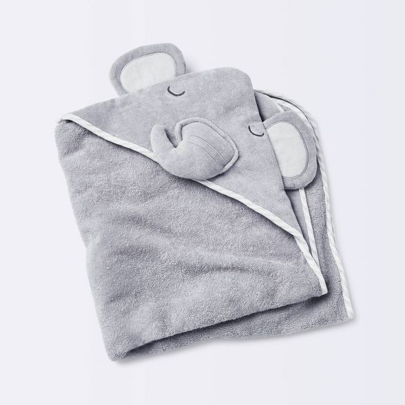 Baby Elephant Hooded Towel - Cloud Island&#8482; Gray | Target