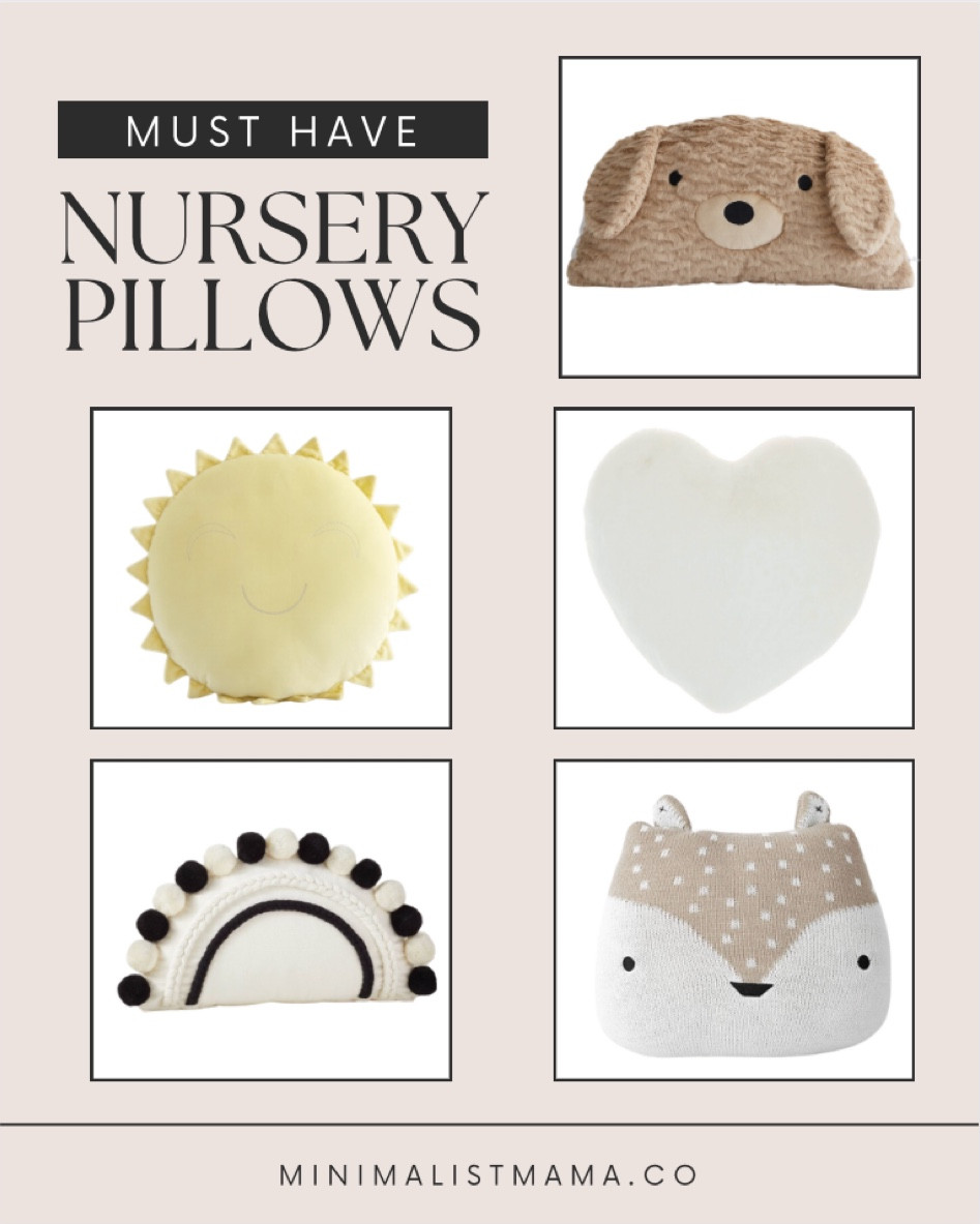 Cute nursery pillows include sunshine pillow, black and white rainbow Pom Pom pillow, fox knit pillow, heart pillow, and puppy pillow.

Nursery pillow, animal pillow, neutral nursery pillow, minimalist nursery, kids pillow, baby pillow, neutral nursery, minimalist nursery

#LTKbaby #LTKhome #LTKbump